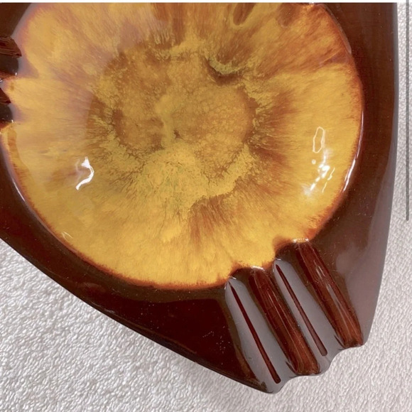 Vintage MCM Blue Mountain Pottery Canada Brown Yellow Ceramic Ashtray - Picture 2 of 14